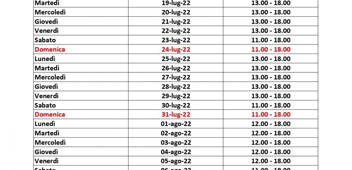 Calendario Servizio Salvamento La Noce 2022